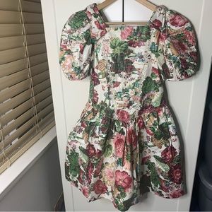 Vintage Dorissa International Nicole Floral Puff Sleeve Dress